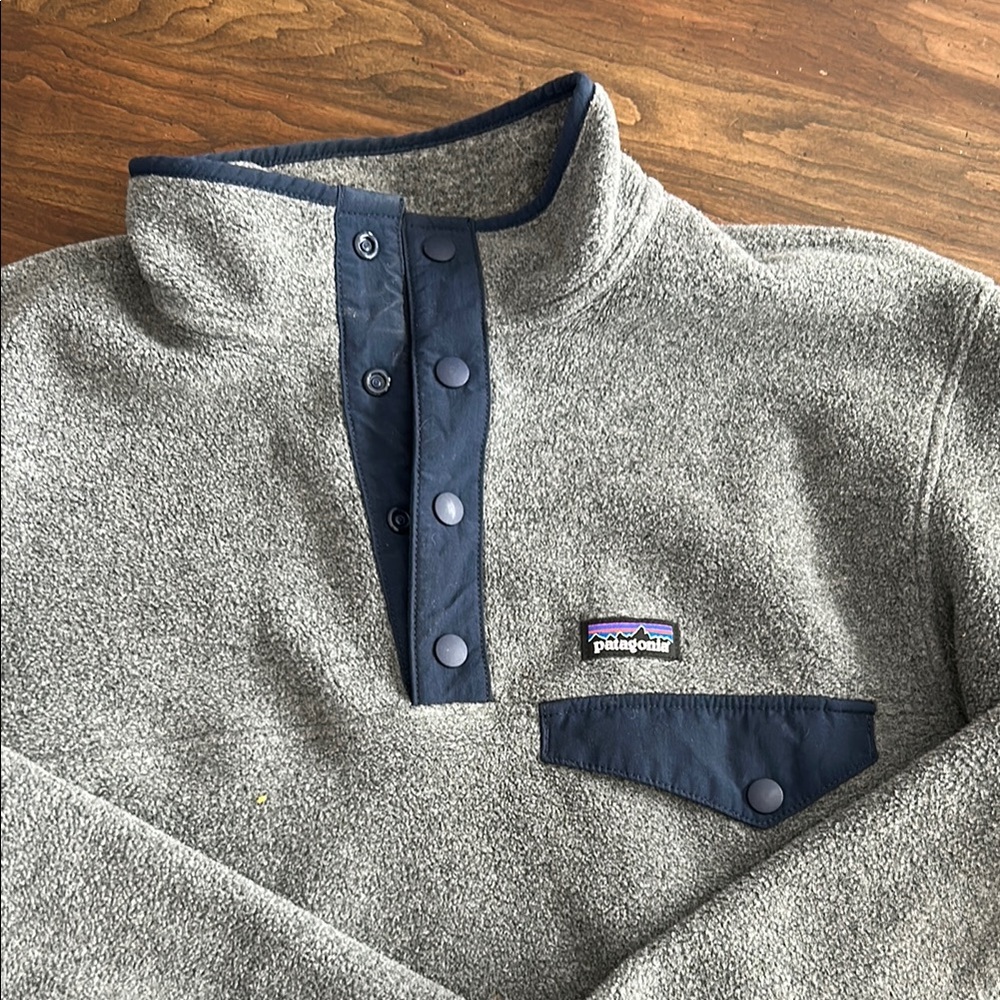 Patagonia Gray and Blue Fleece Pullover